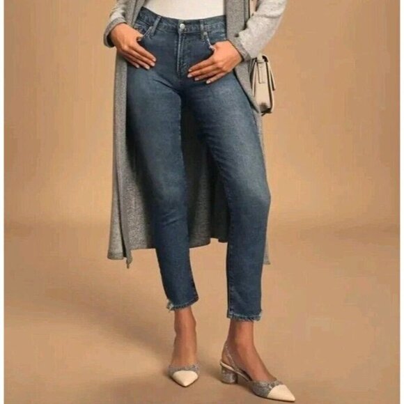 Agolde Toni Slim Jeans In Stratosphere Dark Wash Women’s Size 32 Distressed - Picture 3 of 12